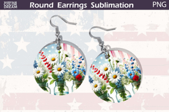 Patriotic Floral Round Earrings | 4th Of July Earrings Product Image 1