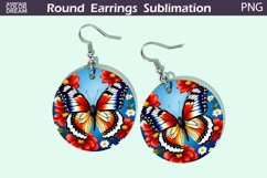 Butterfly Round Earrings | Patriotic Earrings Sublimation Product Image 1