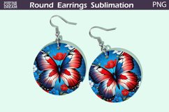 Butterfly Round Earrings | Patriotic Earrings Sublimation Product Image 1