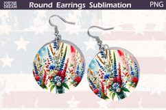 Patriotic Floral Round Earrings | 4th Of July Earrings Product Image 1