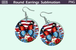 Butterfly Round Earrings | Patriotic Earrings Sublimation Product Image 1