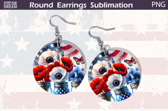 Patriotic Floral Round Earrings | 4th Of July Earrings Product Image 1