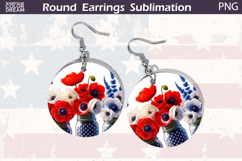 Patriotic Floral Round Earrings | 4th Of July Earrings Product Image 1