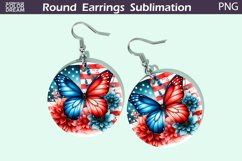 Butterfly Round Earrings | Patriotic Earrings Sublimation Product Image 1