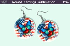 Butterfly Round Earrings | Patriotic Earrings Sublimation Product Image 1
