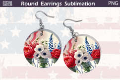 Patriotic Floral Round Earrings | 4th Of July Earrings Product Image 1