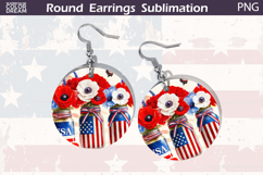 Patriotic Floral Round Earrings | 4th Of July Earrings Product Image 1