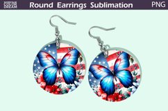 Butterfly Round Earrings | Patriotic Earrings Sublimation Product Image 1