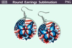 Butterfly Round Earrings | Patriotic Earrings Sublimation Product Image 1