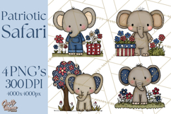Patriotic Safari Animals Clipart, Whimsical Red White Blue Product Image 1