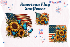 Patriotic Sunflower Clipart USA 4 of July American Flag Product Image 1