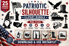 Patriotic Silhouette PNG Clipart Bundle USA Product Image 1