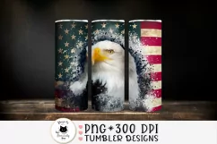 patriotic skinny tumbler design with a bald eagle shown on tumblers
