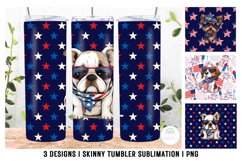 4th of July Patriotic Dog Tumbler Sublimation Design Product Image 1