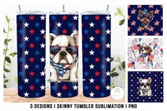 4th of July Patriotic Dog Tumbler Sublimation Design Product Image 1