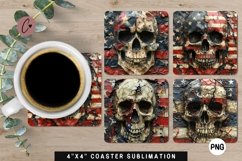 Patriotic Skull Coaster | 4th Of July Sublimation Product Image 1