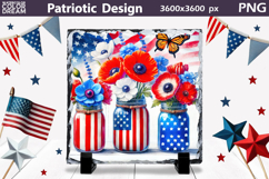 Patriotic Floral Sublimation | 4th Of July Slate Design Product Image 1
