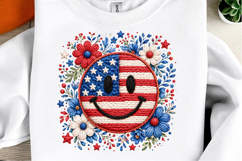Patriotic Smiley Face USA Flag Floral Design PNG Product Image 1