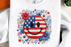 Patriotic Smiley Face USA Flag Floral Design PNG Product Image 1