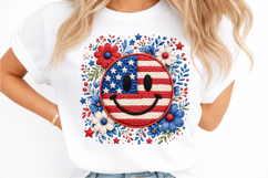 Patriotic Smiley Face USA Flag Floral Design PNG Product Image 2