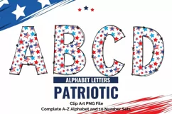 Patriotic Doodle Alphabet Star American Flag USA Letters Product Image 1