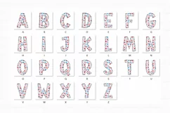 Patriotic Doodle Alphabet Star American Flag USA Letters Product Image 2