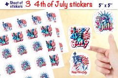 Happy 4th of July stickers, Statue of Liberty, USA flag PNG Product Image 1