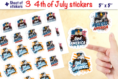 4th of July stickers, Bald eagle, God bless America quote Product Image 1