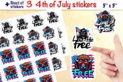 4th of July stickers, Bison Land of the quote, USA flag PNG Product Image 1