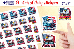 4th of July stickers, Bald eagle PNG, God bless America Product Image 1