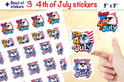 Happy 4th of July stickers, Bald eagle, patriotic PNG Product Image 1