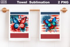 Patriotic Butterfly Towel | 4th Of July Kitchen Towel Product Image 1