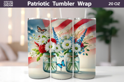 Patriotic Floral Tumbler Wrap | 4th Of July Tumbler Product Image 1