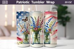 Patriotic Floral Tumbler Wrap | 4th Of July Tumbler Product Image 1