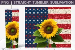 Patriotic Sunflower Tumbler Wrap | American Flag Tumbler Product Image 3