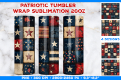 Vintage Patriotic Patchwork Tumbler Wrap Sublimation Design Product Image 1