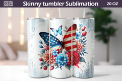 Patriotic Butterfly Tumbler | 4th Of July Floral Tumbler Product Image 1