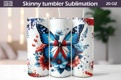 Patriotic Butterfly Tumbler | 4th Of July Floral Tumbler Product Image 1