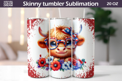 Patriotic Highland Cow Tumbler | 4th Of July Tumbler Wrap Product Image 1