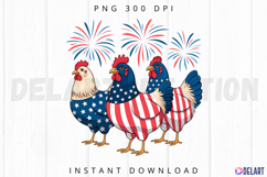 Patriotic USA Chicken Sublimation PNG Product Image 1