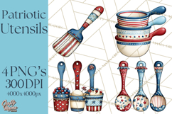 Patriotic Baking Tools Clipart PNG, 4th of July Kitchen Product Image 1