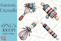 Patriotic Baking Tools Clipart PNG, 4th of July Kitchen Product Image 1