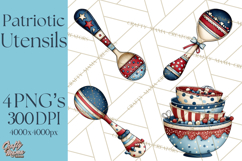Patriotic Baking Tools Clipart PNG, 4th of July Kitchen Product Image 1