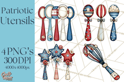 Patriotic Baking Tools Clipart PNG, 4th of July Kitchen Product Image 1