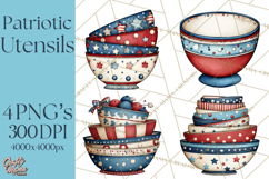 Patriotic Baking Tools Clipart PNG, 4th of July Kitchen Product Image 1