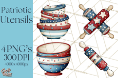 Patriotic Baking Tools Clipart PNG, 4th of July Kitchen Product Image 1