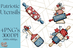 Patriotic Baking Tools Clipart PNG, 4th of July Kitchen Product Image 1