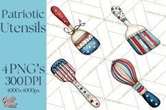 Patriotic Baking Tools Clipart PNG, 4th of July Kitchen Product Image 1