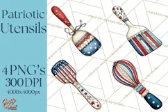 Patriotic Baking Tools Clipart PNG, 4th of July Kitchen Product Image 1