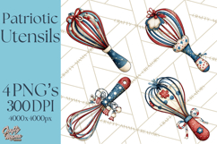 Patriotic Baking Tools Clipart PNG, 4th of July Kitchen Product Image 1